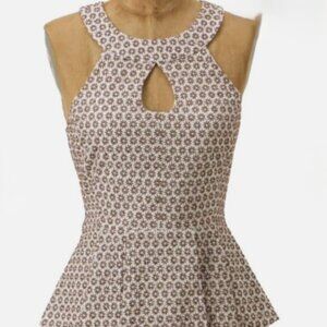 Vanessa Virginia for Anthropologie “Erinus” Daisy Peplum Halter Top, Size 8